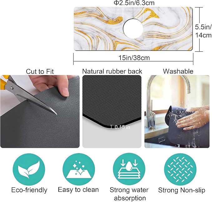 Kitchen Sink Splash Guard Faucet Mat Super Absorbent Fast Drying Mat Sink - Image 4