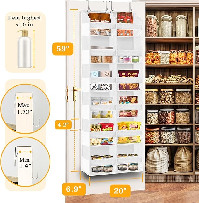 Over The Door Organizer 6 Tiers, Extra Large Behind Door Storage of 12 - Image 2