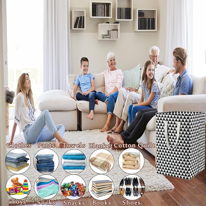 75L Waterproof Laundry Hamper Collapsible Laundry Basket Cotton Handle Laundry - Image 5