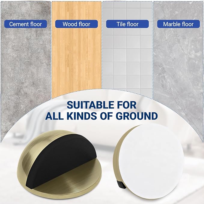 Self Adhesive Door Stoppers, Stainless Steel No Drill Rubber Floor Door Stop - Image 3