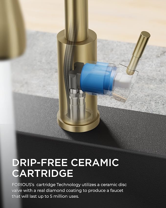 FORIOUS Gold Kitchen Faucet - Image 5
