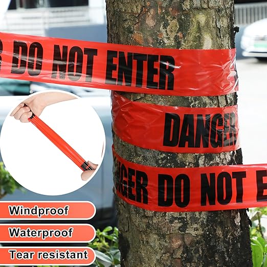 Treela 12 Pcs 3 Inch x 1000 ft Caution Danger Tape Roll Do Not Enter Cross Crime Scene Construction Warning Safety Tape for Hazardous Areas Halloween (Danger Do Not Enter,Red)