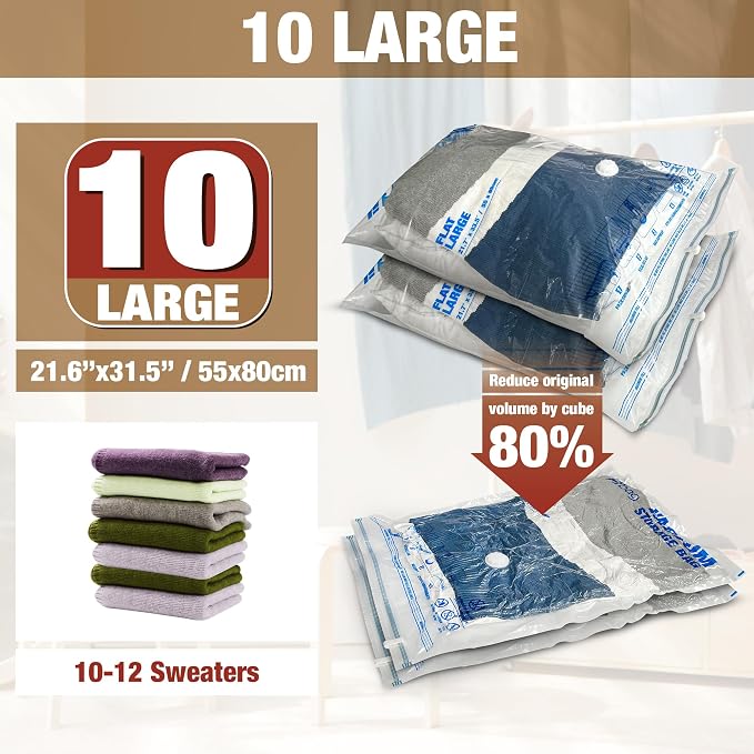 Vacuum Storage Bags, 10 Large Vacuum Seal Bags - Image 2