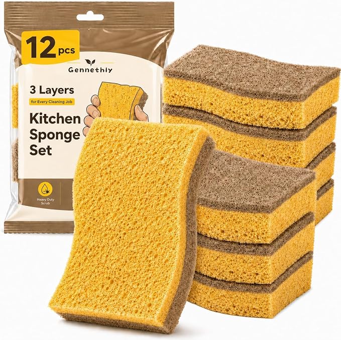 12 PCS Natural Sponges Kitchen, Dish Sponges by Unknown