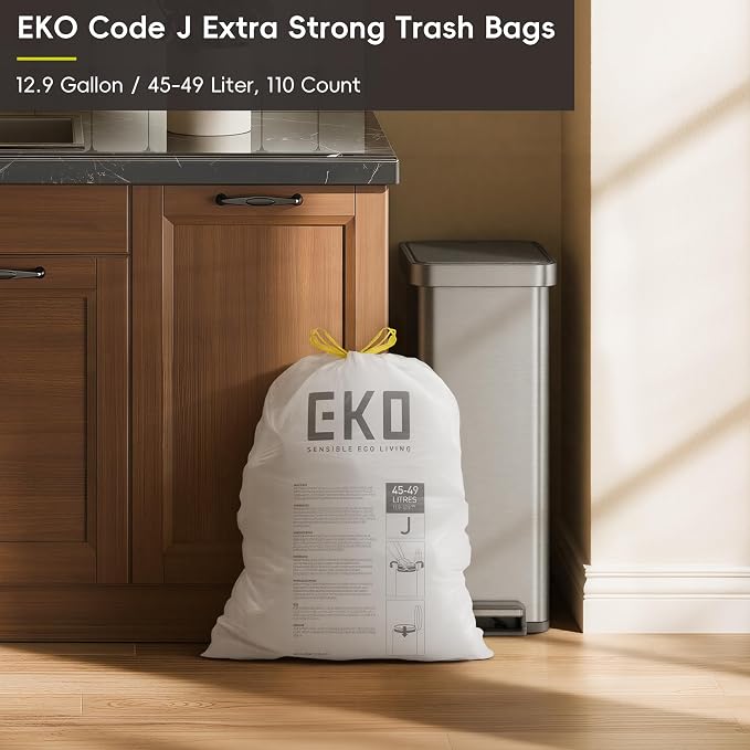 EKO 12.9 Gallon / 45-49 Liter, Extra-Strong Unscented Garbage Bags, - Image 10