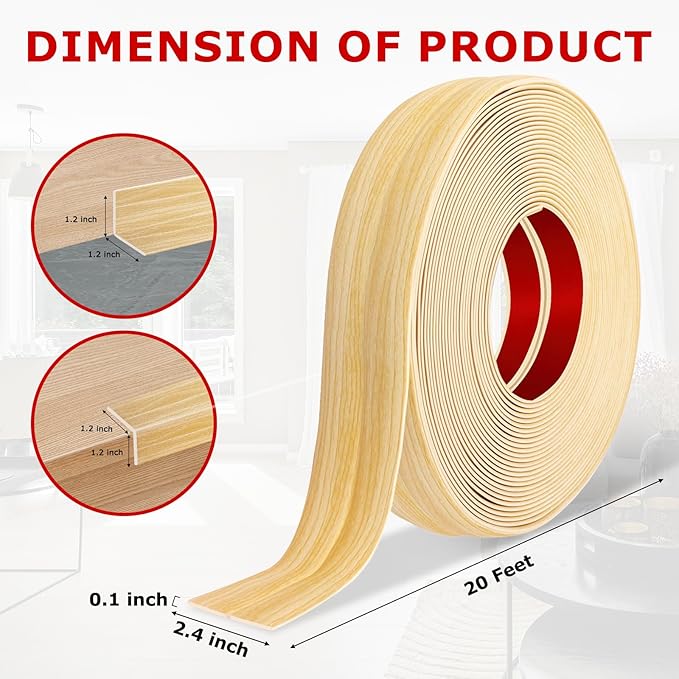 Flexible Wall Corner Protector Moulding Trim Peel and Stick Wall Corner Guards Edge Protector Self Adhesive Molding Trim Strip for Edge Ceiling (Original Wood Grain, 2.4 in x 20 Ft)