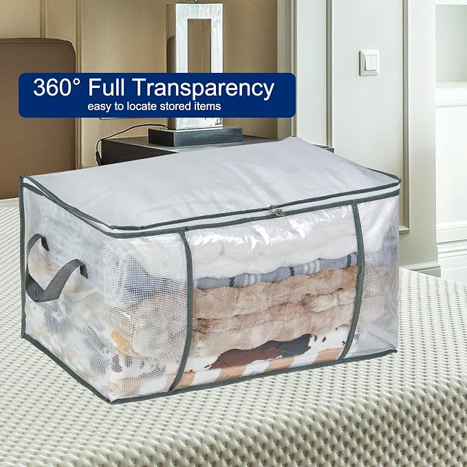 80L Clear Large Storage Bag for Clothes Comforters Blankets Pillows Bedding | - Image 3