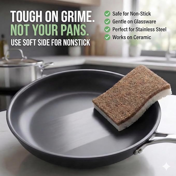 6 Pack Washing Up Sponges, Eco Kitchen Dish Cleaning Sponges, Biodegradable & - Image 7