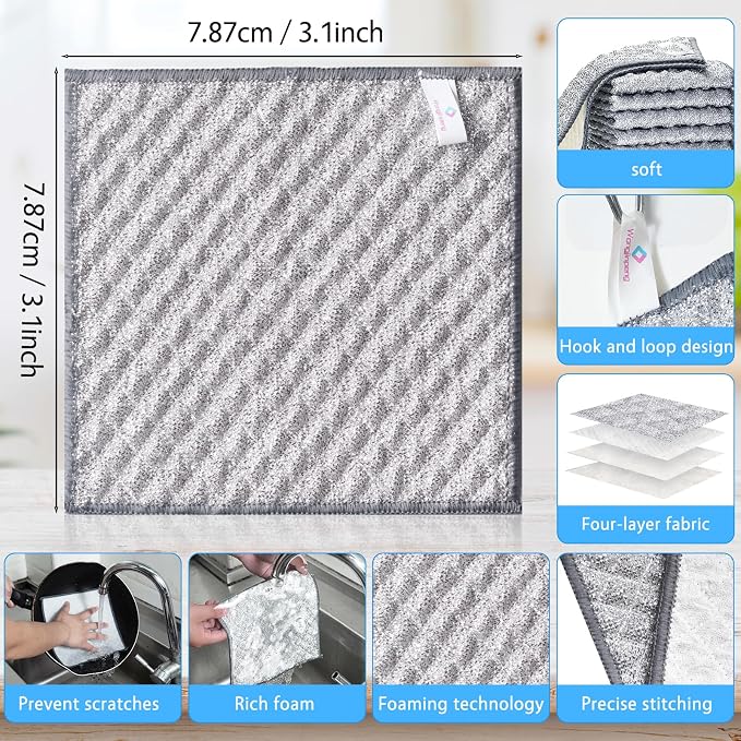 Wangjinpeng 10PK 4-Layer Non-Scratch Wire Dishcloths, 7.87 x 7.87 in - Image 2