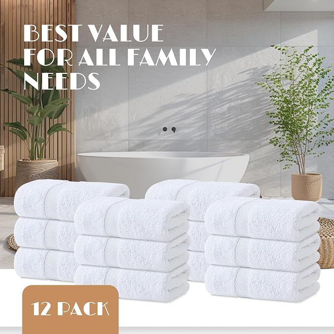 Wealuxe White Hand Towels for Bathroom Cotton Hand Towel Bulk for Gym, Kitchen - Image 4
