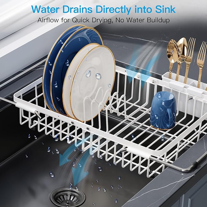 JASIWAY White Dish Drying Rack Over the Sink - Image 6