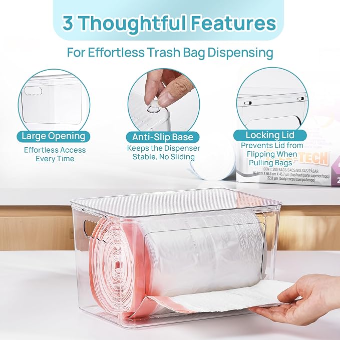 Vtopmart 1 Pack Clear Trash Bag Holder, Stackable Garbage Bag Dispenser | Trash - Image 6