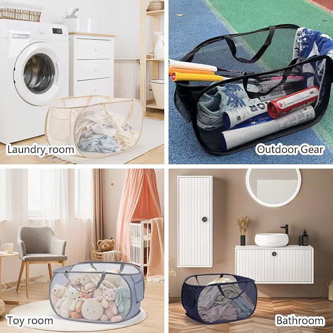 4 Pcs Pop Up Laundry Hamper 4 Colors Collapsible Horizontal Baskets - Image 5
