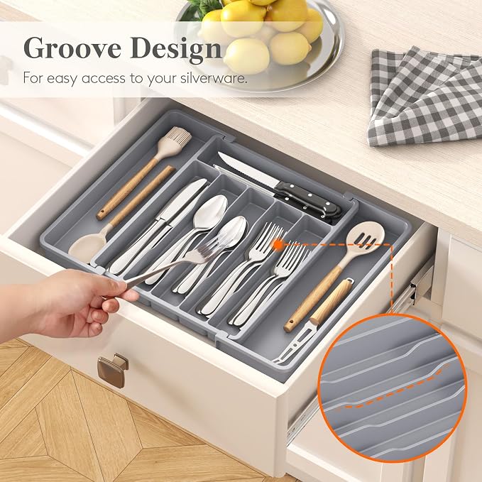 Lifewit Expandable Silverware Drawer Organizer, Kitchen Utensil Tray | BPA-free - Image 8