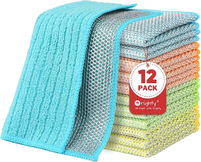 Orighty Dish Cloths, 12 Pack Double-Layer Metal Dish Rags by AllRightinOrighty