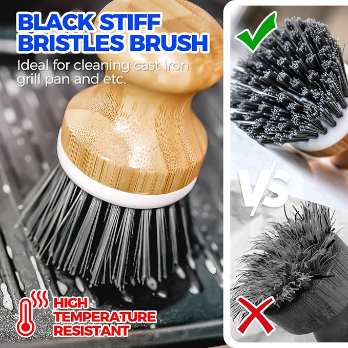 Holikme 6 Pack Dish Brush with Bottle Brush Scrub Brush Straw, Palm Scrub Brush - Image 3