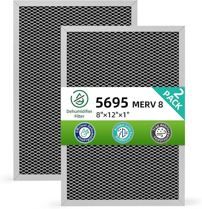 5695 Washable Filter MERV 8 Compatible with AprilAire Whole-House Dehumidifiers, Models 1820 1820Z E070 E070KZ E070KZM E070N E070T E070Z,2 Pack