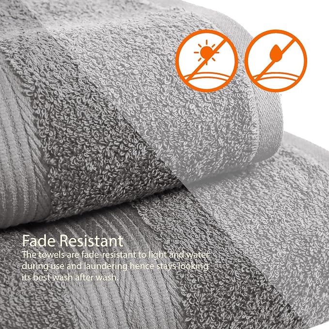 Amazon Basics 6-Piece Fade-Resistant 100% Cotton Towel Set - Image 5