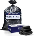 Plasticplace 55-60 Gallon Trash Bags │ 1.0 Mil │ Black Heavy Duty Garbage Can by Plasticplace