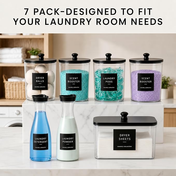Laundry Room Organization Set, 5 Laundry Containers, 2 detergent dispenser - Image 4
