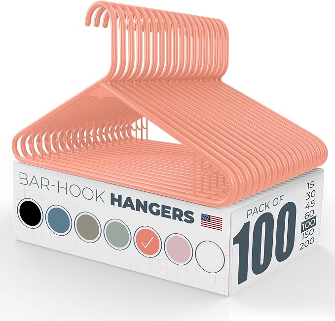 Plastic Hangers 100 Pack – Made in the USA – 6lb Capacity Standard Clothes by NeatiesHangers