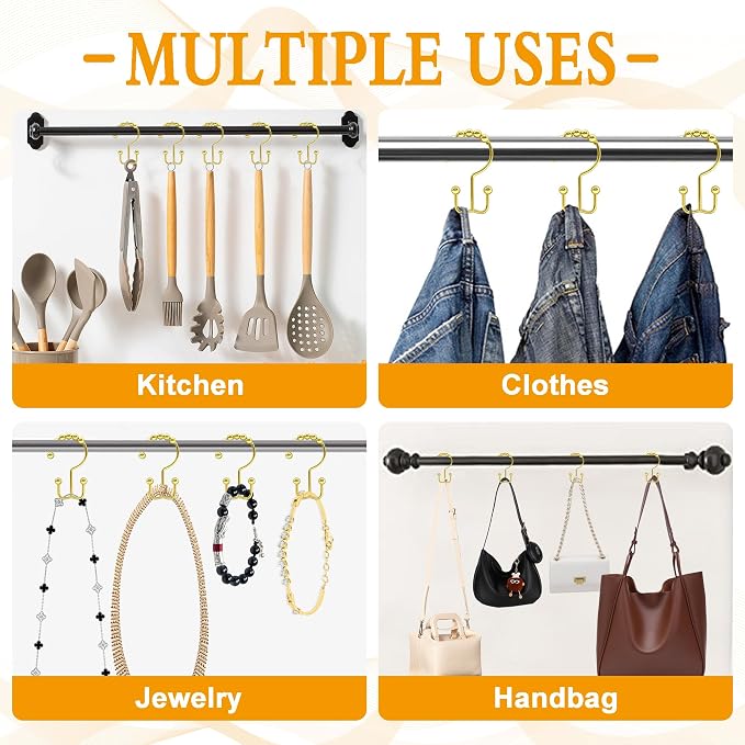 Shower Curtain Hooks, Free Sliding Double Shower Hooks - Image 7