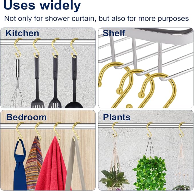 Metal Shower Curtain Hooks, Rust Proof Shower Curtain Hooks Rings, Durable S - Image 6