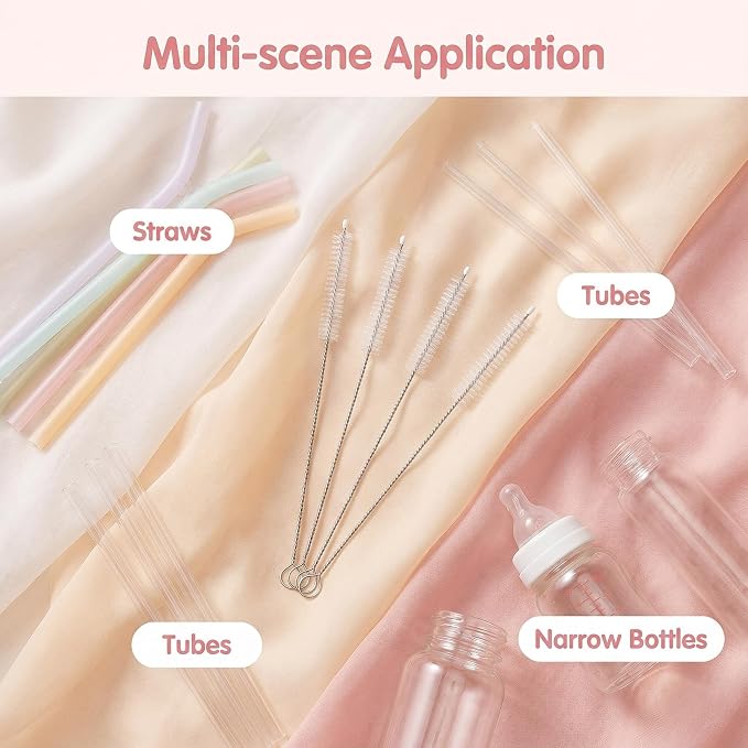 4 Pack Straw Cleaner Brush, Reusable Metal Handles Straw Cleaner Brush Extra - Image 3
