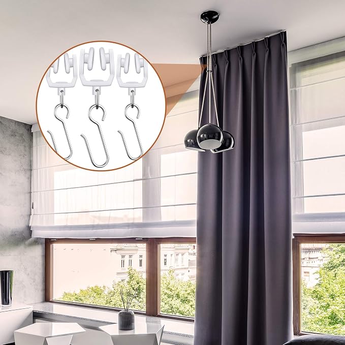 Jetec 120 Pcs Curtain Track Hooks Rollers Ceiling Mount S Hooks, Straight - Image 5