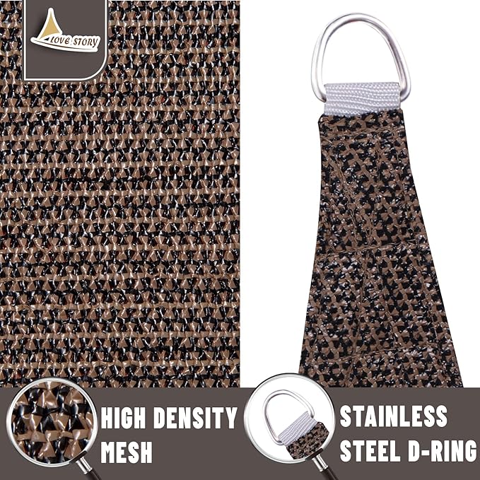 LOVE STORY 7' x 13' Brown Sun Shade Sail Rectangle SS-146 UV Block Shade Canopy Sunshade for Patio Garden Backyard (We Make Custom Size)
