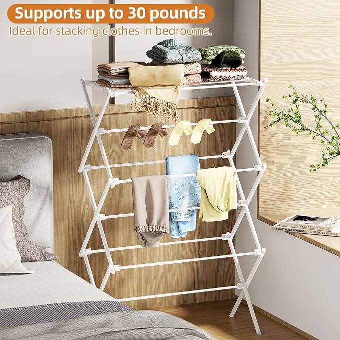 Drying Rack Clothing, 3-Tier Clothes Drying Rack Foldable, Antirust Laundry - Image 6