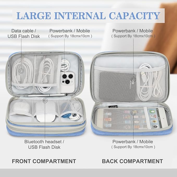 FYY Electronic Organizer, Travel Tech Pouch Bag, Waterproof, Double Layers - Image 3