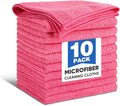 TEAWOO 10 PCS Pink Microfiber Cleaning Cloths, Car Towels, Kitchen Towels by TEAWOO