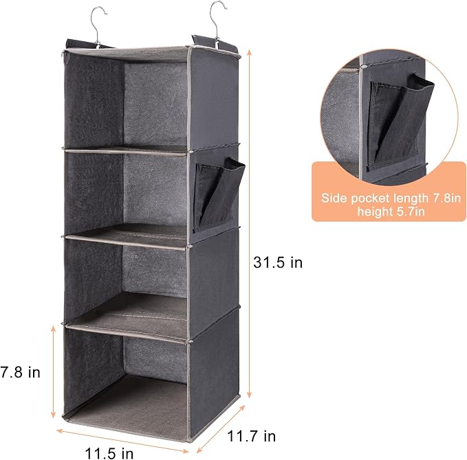 Hanging Closet Organizer and Shelves, 4 Shelves - Image 3
