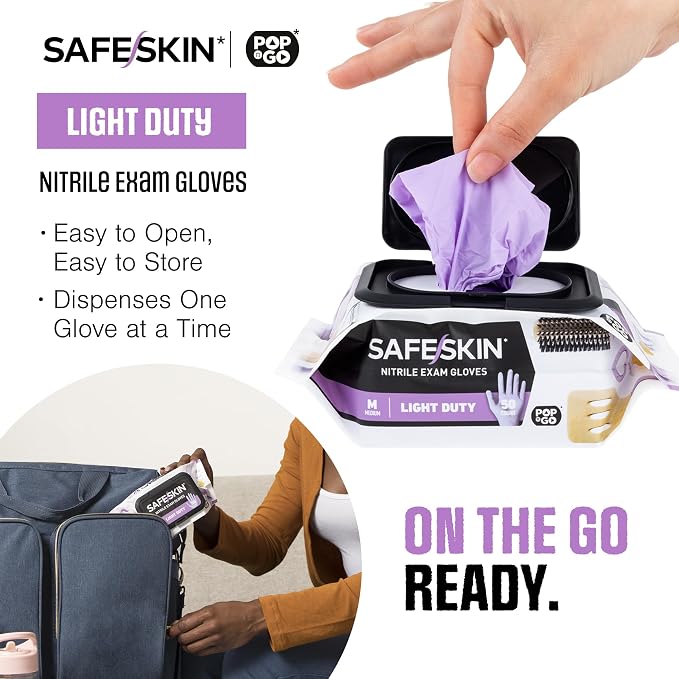 SAFESKIN Disposable Nitrile Gloves in POP-N-GO Pack of 50 or 200 Powder Free - Image 3