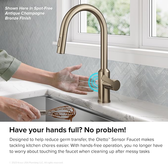 KRAUS Brushed Brass Touchless Pull Down Kitchen Faucet KSF-2830BB | - Image 4