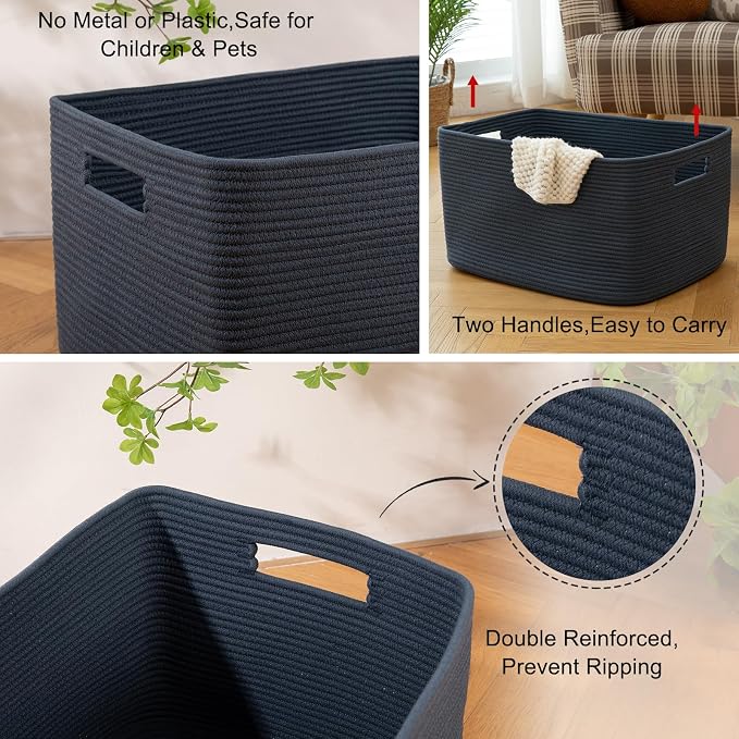 OIAHOMY 75L Large Blanket Basket Woven Storage Basket - Image 8