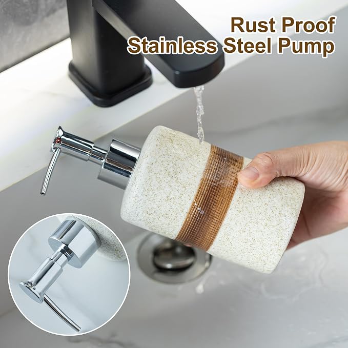 2 Pack Ceramic Soap Dispensers Set, Hand and Dish Soap Dispenser | Shampoo and - Image 3