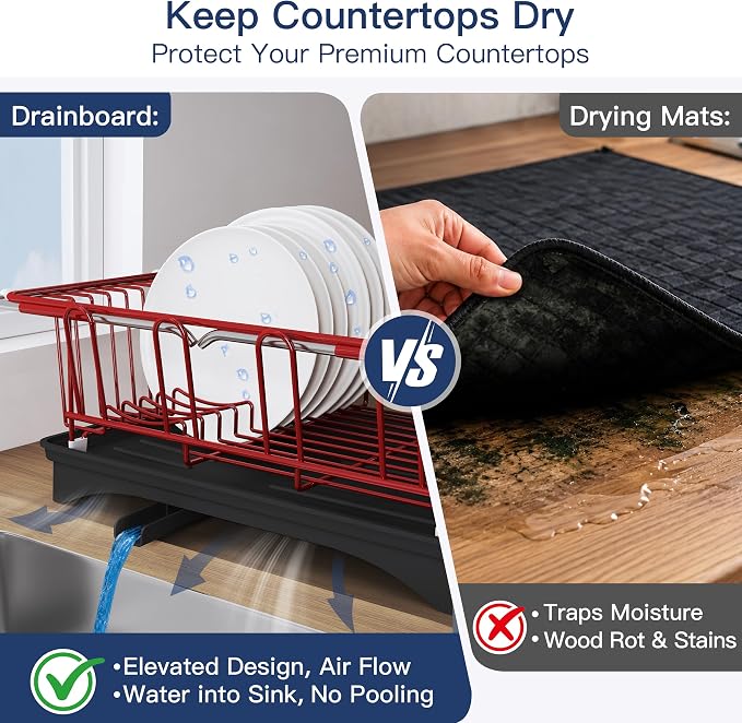 JASIWAY Red Dish Drying Rack in Sink - Image 4