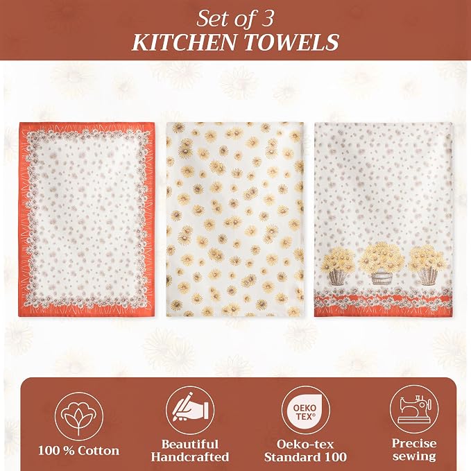 Maison d' Hermine Kitchen Towels Set of 3 Reusable 100% Cotton 27.50" x 20" - Image 2