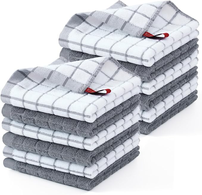Homaxy Premium Cotton Kitchen Dish Cloths 12"x 12", 12 Pack by Homaxy