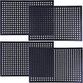 OrangeStar Anti-Fatigue 4-Pack Rubber Floor Mat, 24”x36” Restaurant Kitchen Commercial Drainage Mats, Non-Slip Door Mat w/Holes for Indoor Outdoor Bar Pool, Black