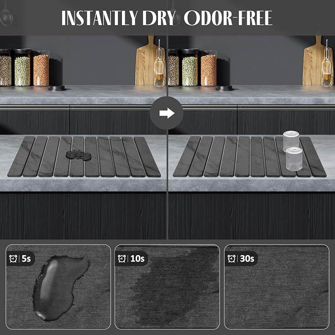 2 PCS Large Stone Dish Drying Mat - Image 2