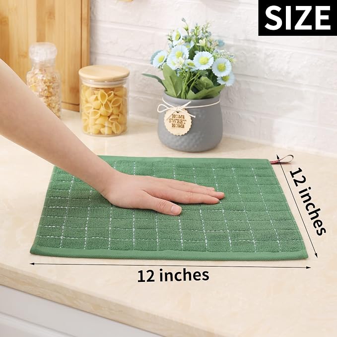 Homaxy 100% Cotton Terry Kitchen Dish Cloths, 6 Pack, Grass Green - Image 5