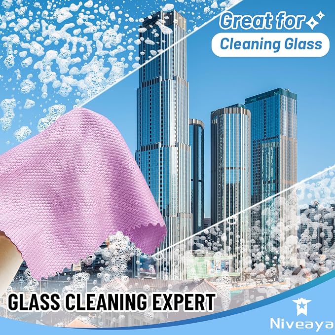 Niveaya 24 Pack Reusable Fish Scale Cloth, Microfiber Glass Cleaning Cloth - Image 3