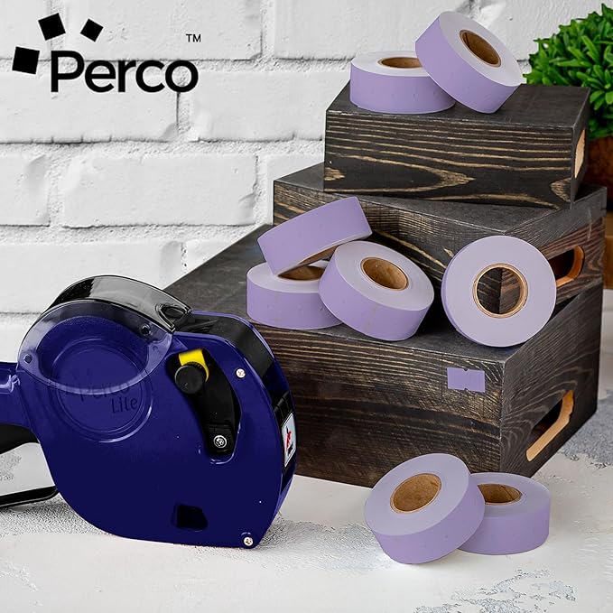 Perco 1 Line Lavender Labels - 32 Rolls, 4 Sleeves, 32,000 Blank Price and Date Gun Labels for Perco Lite, X, Plus and Pro 1 Line Price and Date Guns - Made in USA