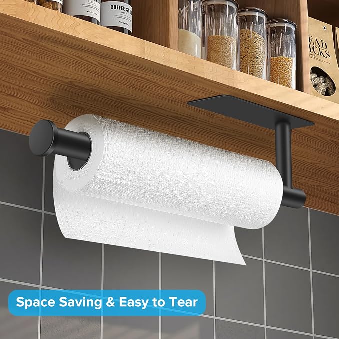 Paper Towel Holder Under Cabinet, Self Adhesive or Drilling - Image 3