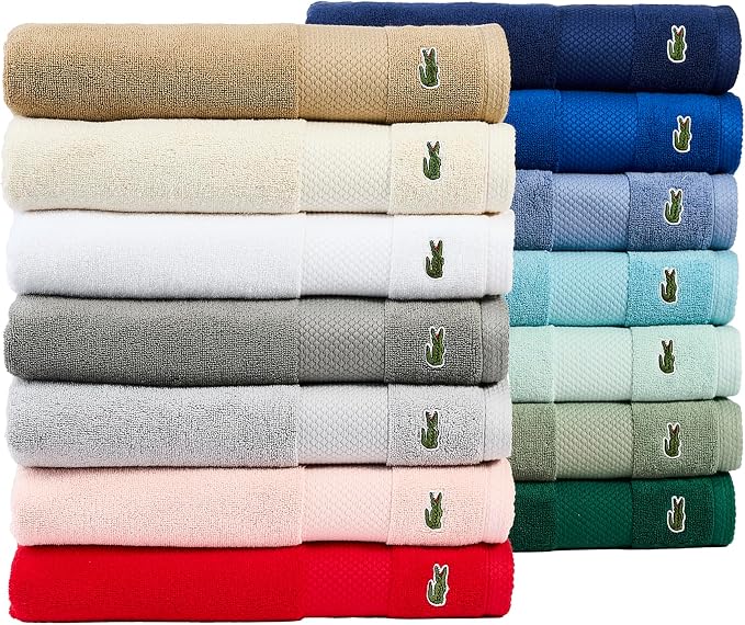 Lacoste Heritage 100% Supima Cotton Bath Towel 30" x 54", Magenta | Highly - Image 7