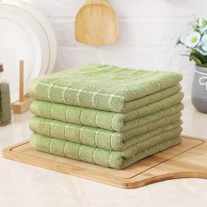 Homaxy 100% Cotton Terry Kitchen Towels, Large 6 Pack, Sage Green - Image 8