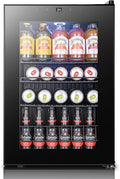 Yeego Beverage Refrigerator Cooler, 85 Cans Drink Mini Fridge with Glass Door for Soda, Beer or Wine, Beverage Cooler with Digital Temperature Control from 34°F to 54°F for Home, Office or Bar (Black)